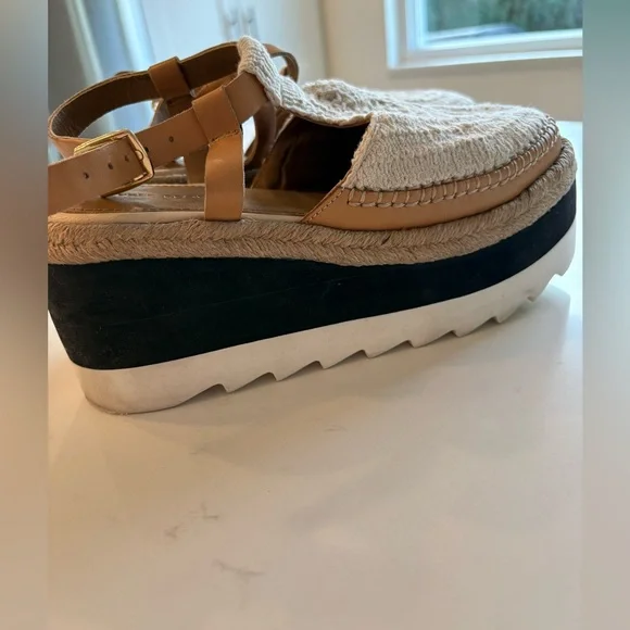 FREE PEOPLE Platform Espadrille Sandals Size 6 Leather Ankle Strap Boho Summer - Picture 8 of 10